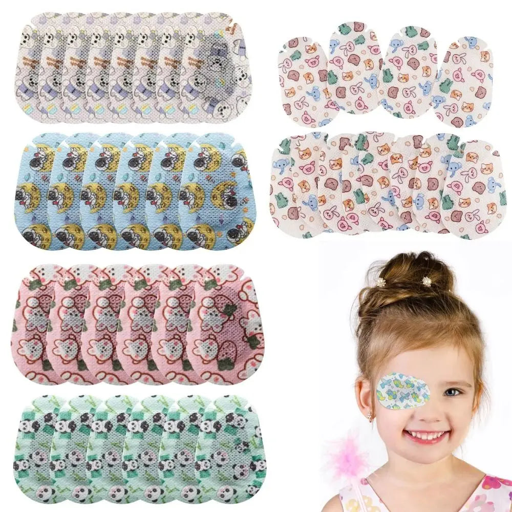 20Pcs Cartoon Pattern Kids Eye Patches Soft Skin-friendly Strabismus Treatment Patch Disposable Adhesive Vision Care Patch