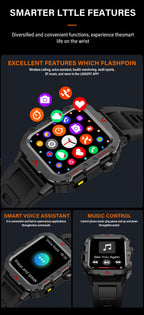 LAXASFIT New Men's Smart Watch LED Flashlight Outdoor Sports Smart Watch Wristwatch Health Monitoring Smart Watch