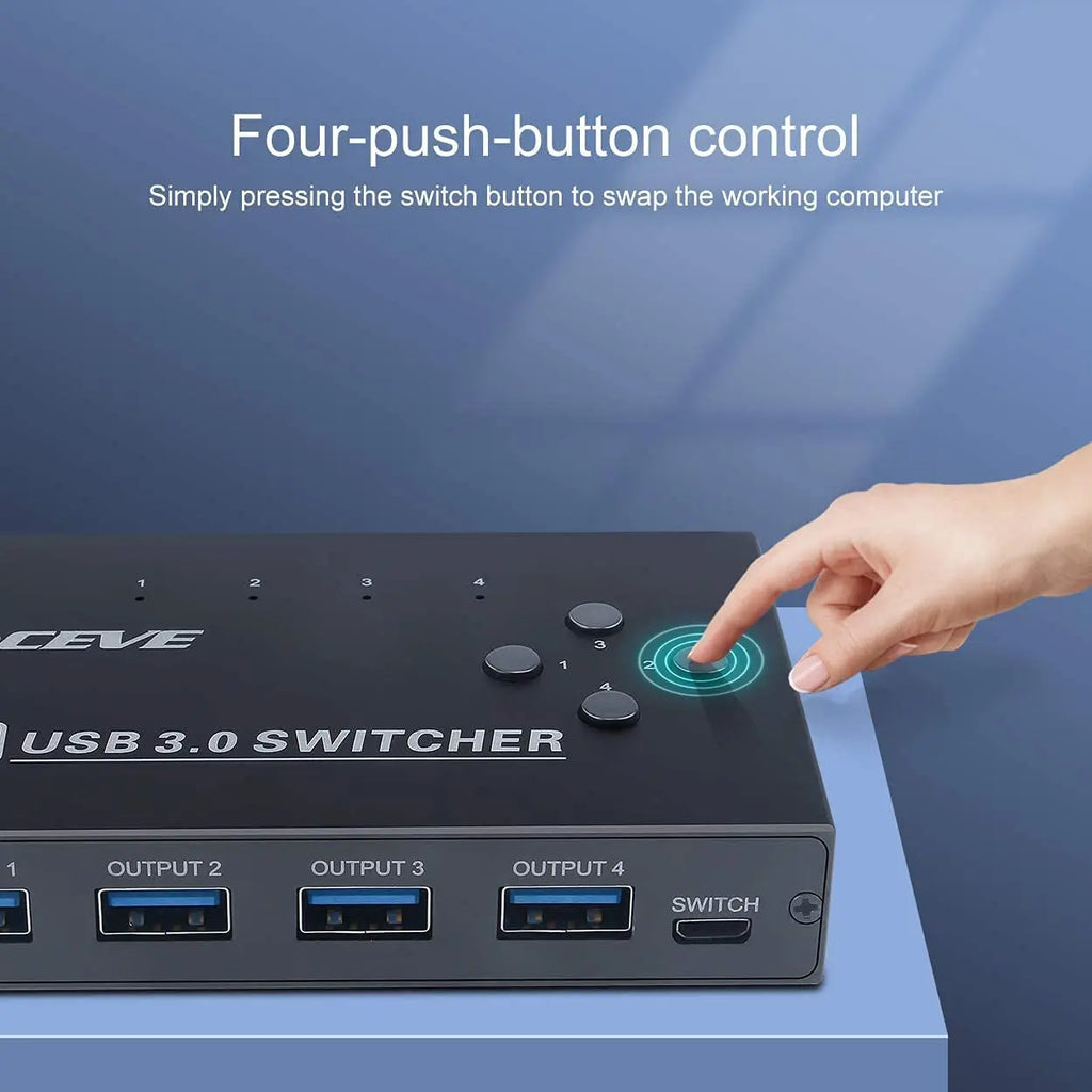 MZX 4x4 USB 3.0 Switch Selector KVM Switcher Hub 3 0 Cable PC Laptop Computer Share USB Devices Keyboard Mice Printer KVM Switch