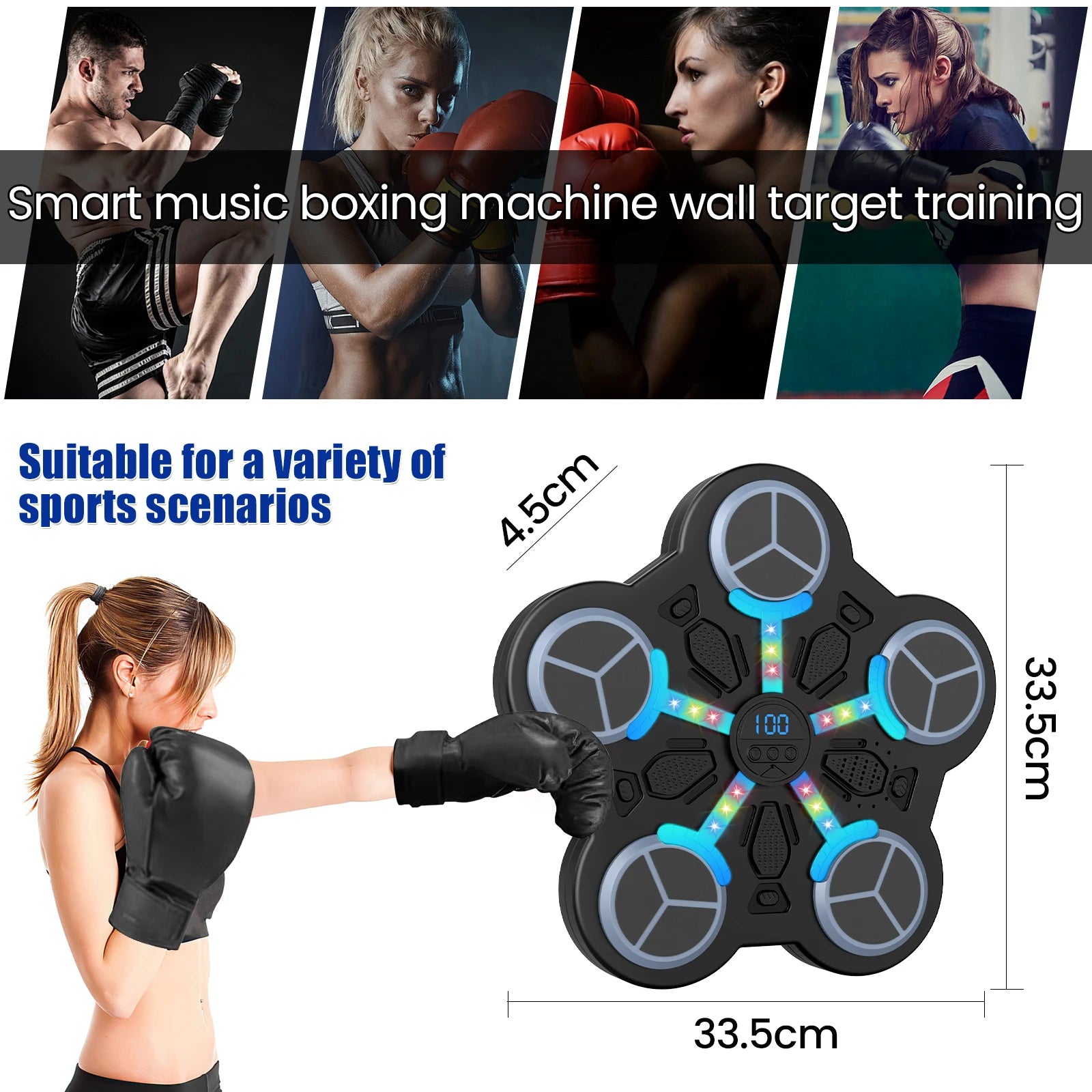 Upgraded Kids Smart Bluetooth Boxing Trainer w/ 5-Target Scoring, Built-in Battery & Music for Home Fitness Secondary image