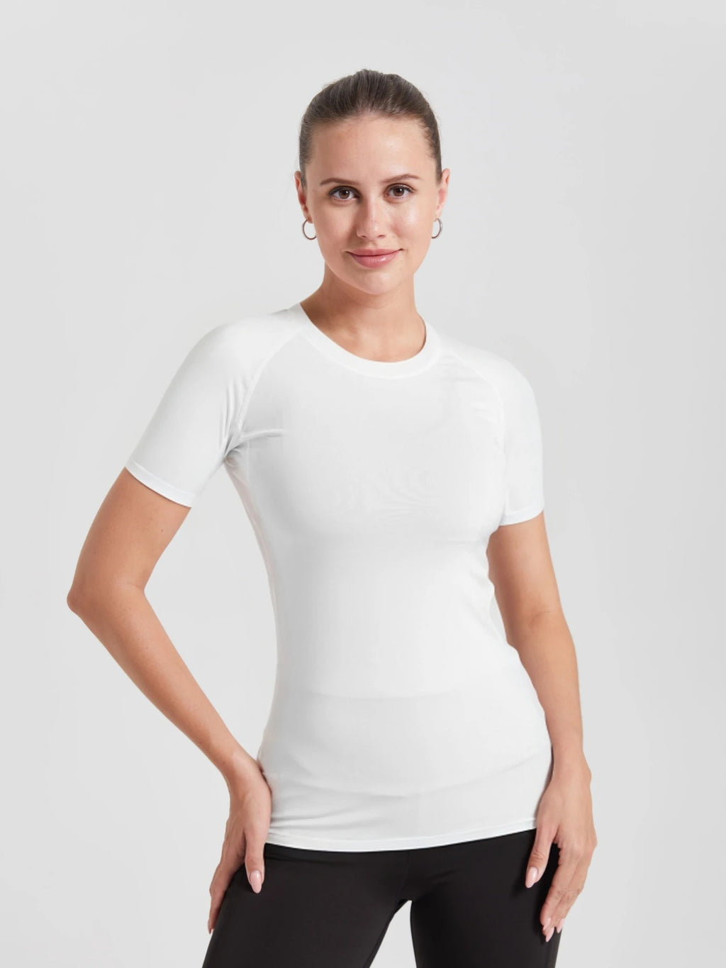 Women's Compression Shirt Short Sleeve Athletic Yoga Running T-Shirt Summer Gym Workout Quick Dry Stretchy Tees Tops Baselayer