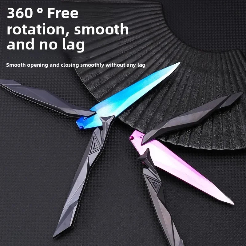 Tactical Shooter Foldable Butterfly Blade - 3D Engraved Collectible Toy Portable Melee Gear for Cosplay/Gaming Accessory Gifts