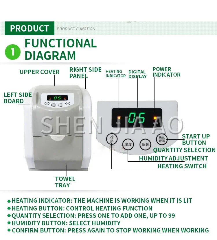220V 50/60Hz Hot Cold Wipes Machine Towel Wet Wipes Heater For Baby Business Hotel KTV Internet Cafes Foot Bath Universal 5-40°C