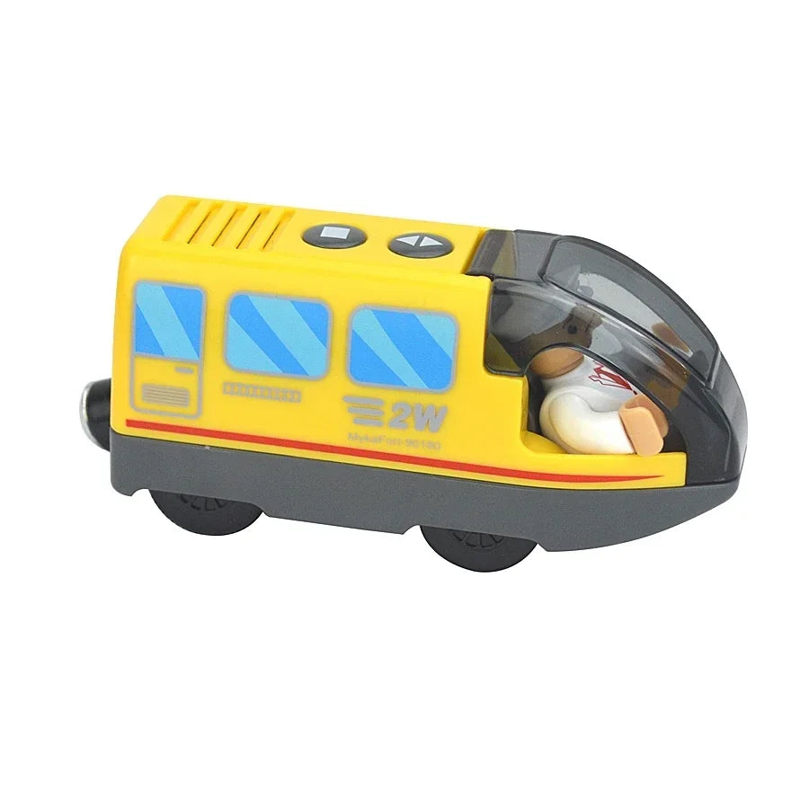 Magnetic Electric Train Car Locomotive Wooden Track Slot Diecast Railway With Two Carriages Train Wood Kid Toy Biro Leduo Track