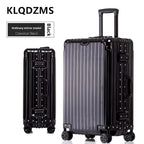 KLQDZMS German All Aluminum Magnesium Alloy Luggage 20 Inch Boarding Suitcase 28 Large Capacity Travel Business Leather Suitcase