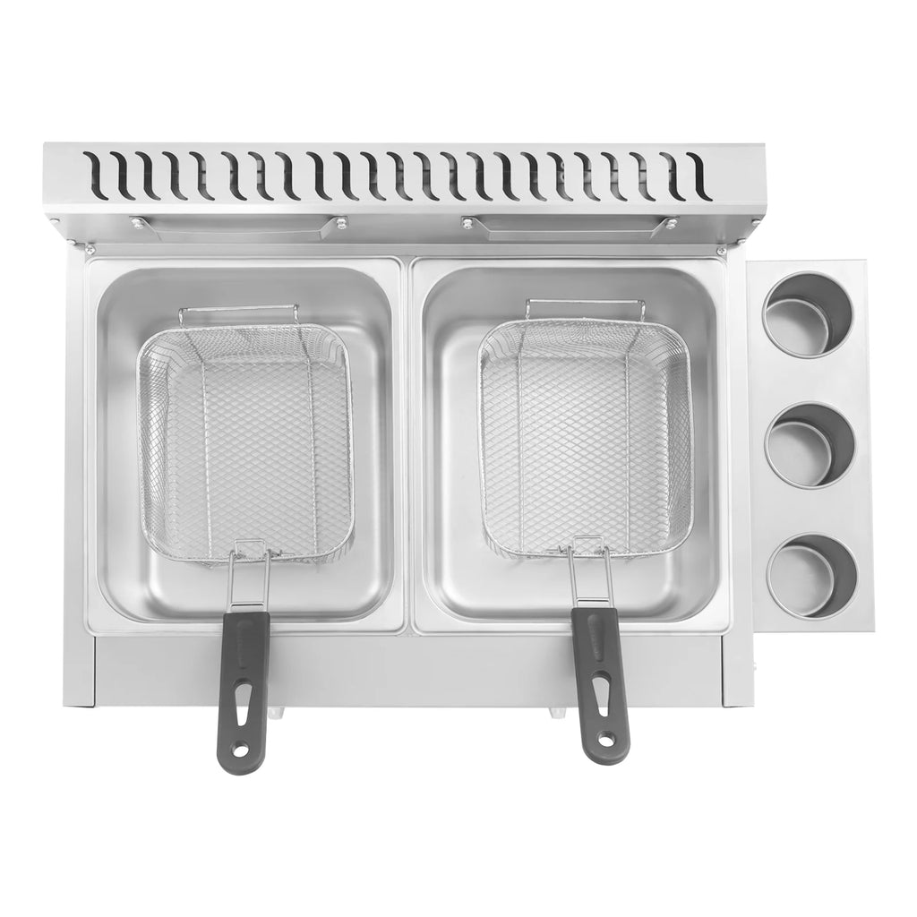 Dual Tank Commercial Gas Deep Fryer Stainless Steel 2x6L Capacity 50-380°C Temperature Control Restaurant Fast Food Snack Shop