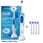 Oral B Electric Toothbrush 2D Rotary Vibration Clean Charging Tooth Brush Cross Action Bristle Oral Care 4 Gift Brush Heads Free
