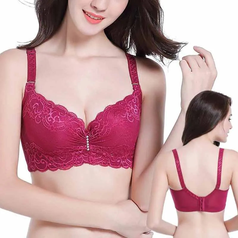 Plus Size Female Lace Bra Thin Bralette 80-105 C/D Cup Push Up Brassiere Widening Side 4-Row Button Bras Absorbs Sweat Underwear Main image