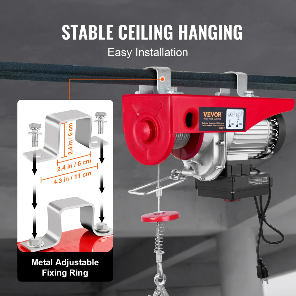 SucceBuy 1320-2200 lbs Wireless Electric Hoist with 40ft Single Cable Lifting Height Steel Wire Winch Garage Warehouse Factory
