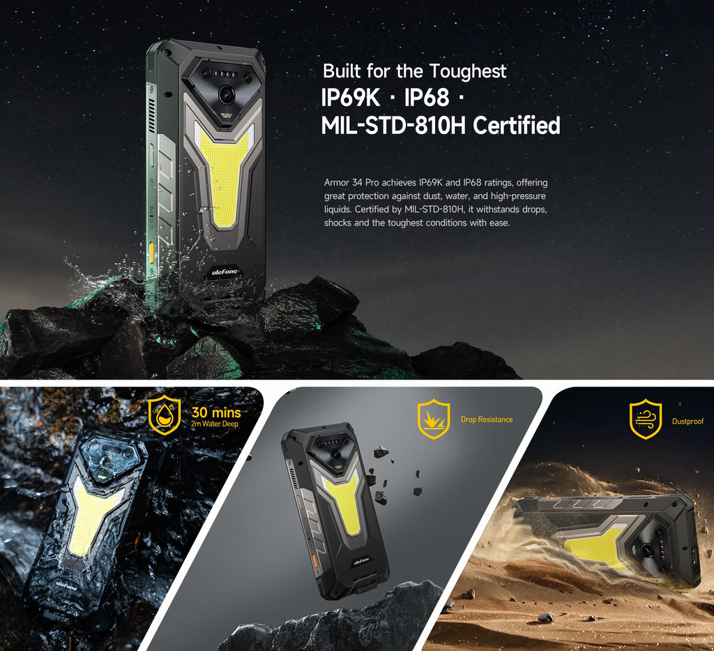 【World Premiere】Ulefone Armor 34 5G AI Rugged Phone 25500mAh Up to 32GB+512GB 120Hz 6.95" NFC Android 15 Smartphon