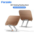 FORZOLA 360° Rotating Walnut Wood Reading Stand Student Reading Desktop Foldable Holder Book Ipad Tablet Notebook Laptop Bracket