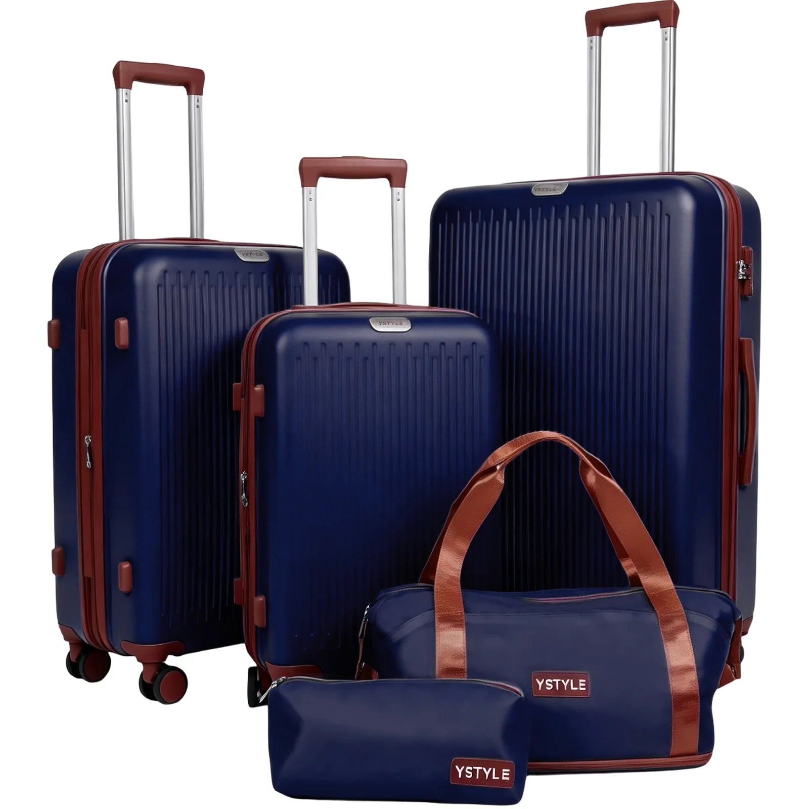Premium Thickened 5-Piece Luggage Set, 20/24/28 Inch Trolley Suitcase Equipped with 360° Swivel Wheels & Safety Lock, Sturdy Multi-size Case for Business & Daily Travel