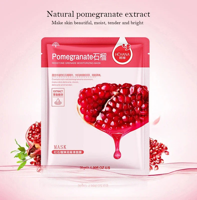 20pcs Natural Plant Facial Mask Moisturizing Oil Control Anti-Aging Fruit Aloe Korean Sheet Face Mask Beauty Skin Care Prodcuts