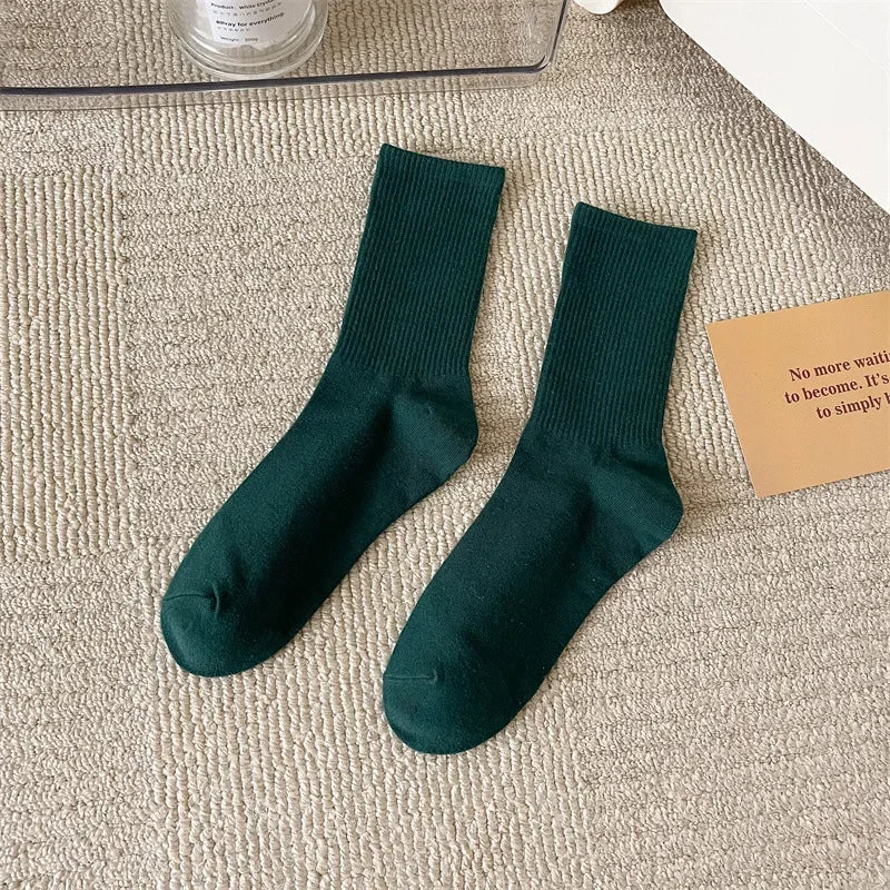 33 Colors Summer Cotton Soft Socks Happy Colorful Women's Mid-tube Stocking Fashion Trend Red Green Ankle Sox Autumn Hosiery
