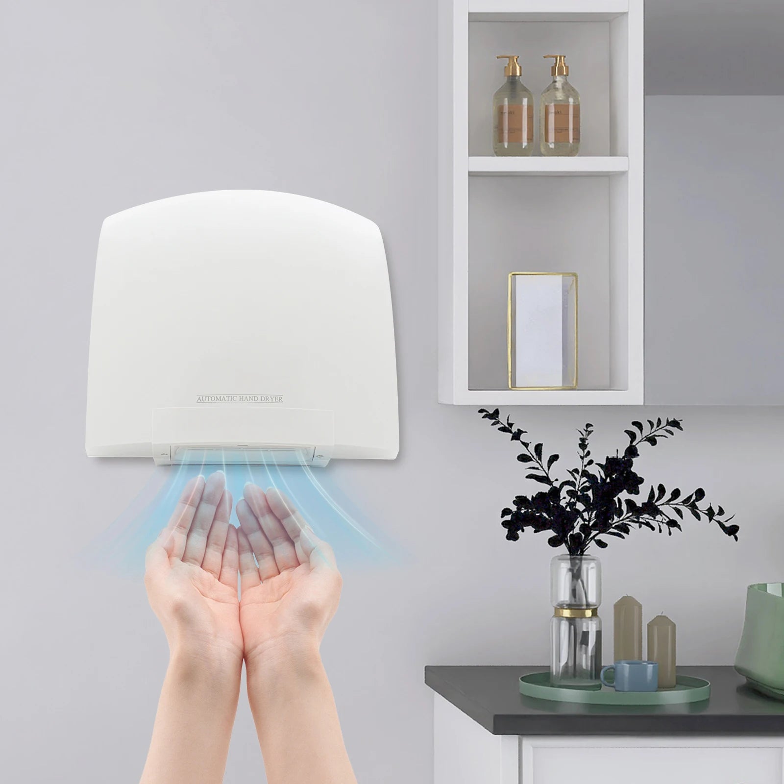 Electric Infrared Sensor Hand Dryer 1200W High Efficiency Automatic Commercial Compact Air Hand Dryer for Home Restrooms Office