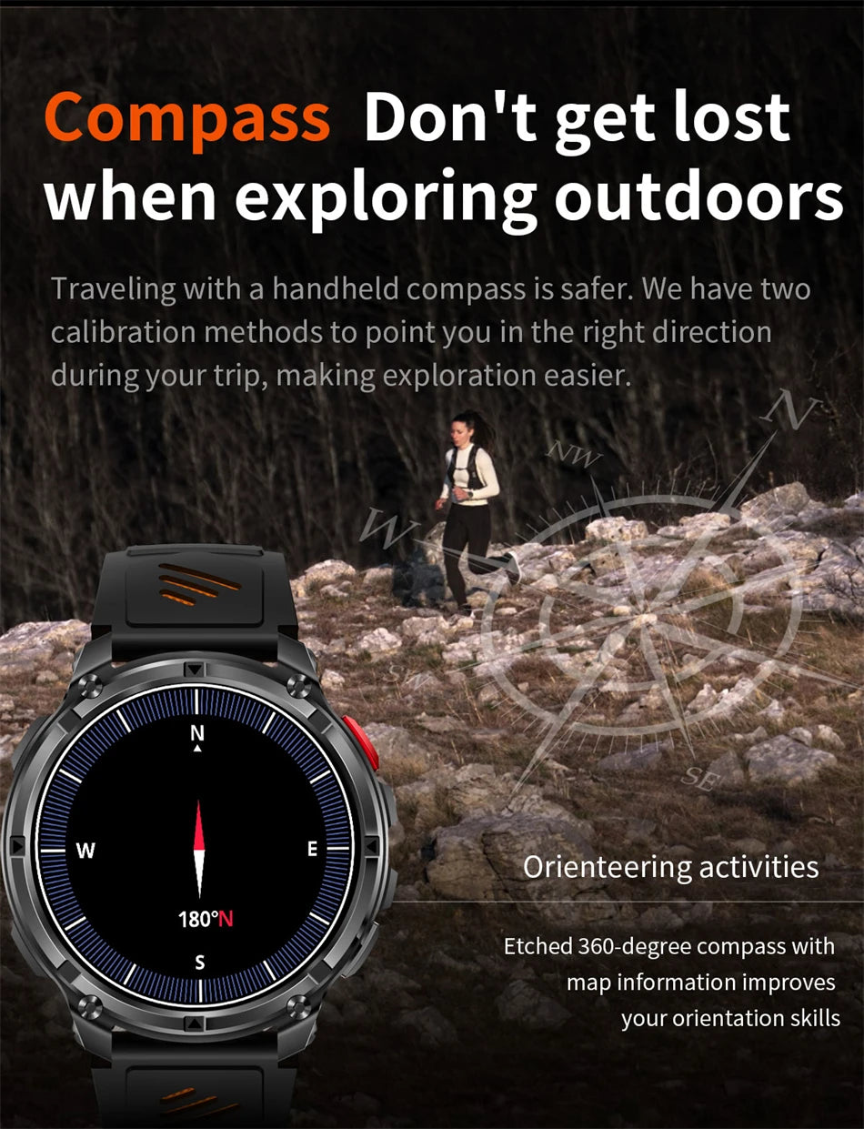 2026 New T-Rex 3 Ultra 1100mAh Smart Watch 5ATM Waterproof Outdoor Sports GPS Track Heart Rate Compass Bluetooth Call Smartwatch