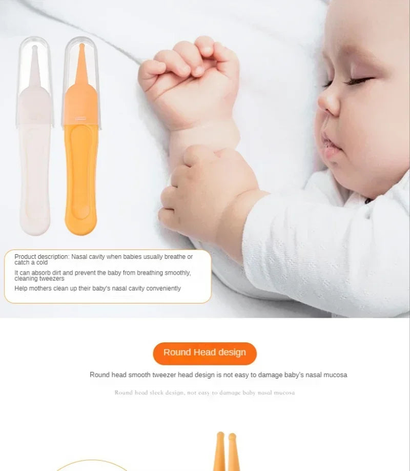 Baby Plastic Tweezers Nose Cleaner Tool Kids Safety Tweezers Cleaning Forceps Toddler Nasal Cavity Care Supplies Baby Essentials