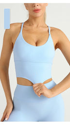 Solid Color Women Gym Yoga Naked Feeling Sexy Cross Back Y shape Sports Bra Fitness Yoga Jogging Workout Sports Women Sling