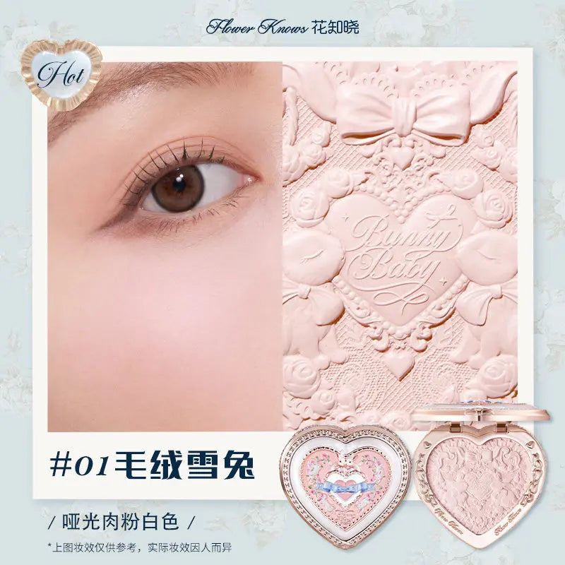 Flower Knows The Sweetie Bear Collection Satin embossed blush Lasting Matte Puffing Natural Brightening Facial Cosmetics 5g