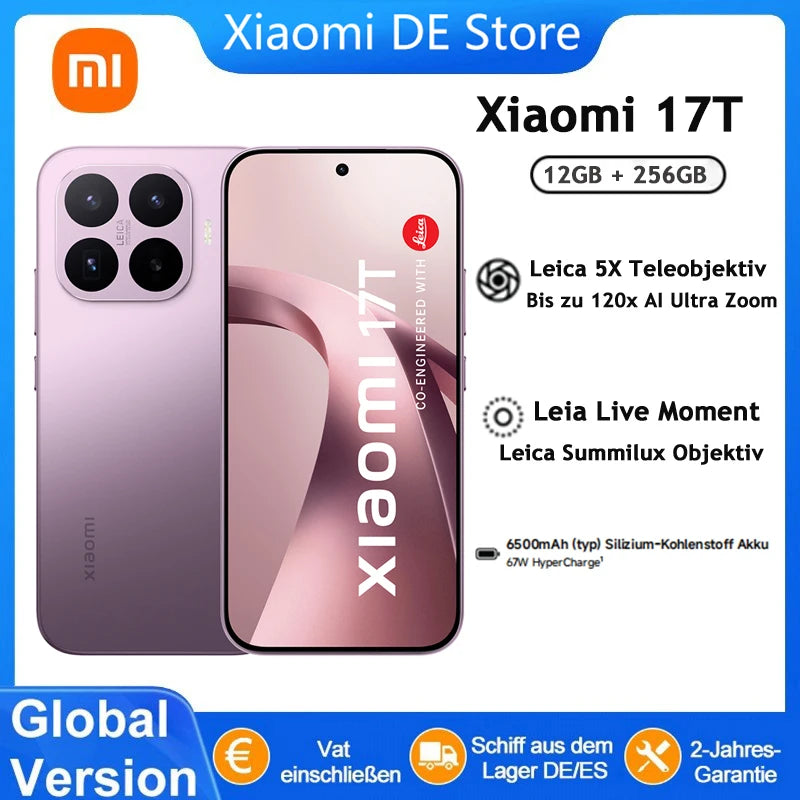 Global Version Xiaomi 17T Mobile Phones HDR10 6.59 'AMOLED Display 50MP Leica Summilux Lens 650OmAh Battery Xiaomi HyperAI Smartphone