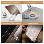 FORZOLA 360° Rotating Walnut Wood Reading Stand Student Reading Desktop Foldable Holder Book Ipad Tablet Notebook Laptop Bracket