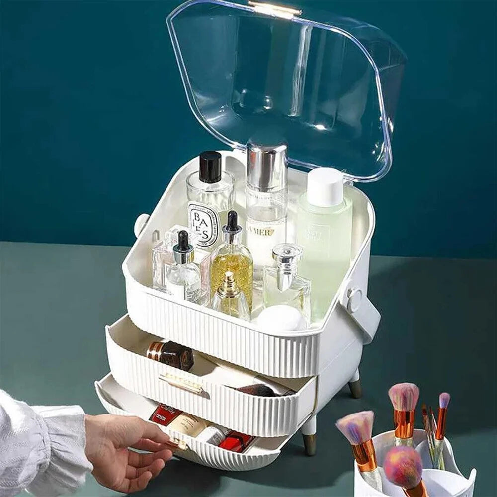 Make Up Organiser Bathroom Large Cosmetic Vanity Case Box 2 Drawers Skincare Storage Home Skin Care Make Up Storage Drawer