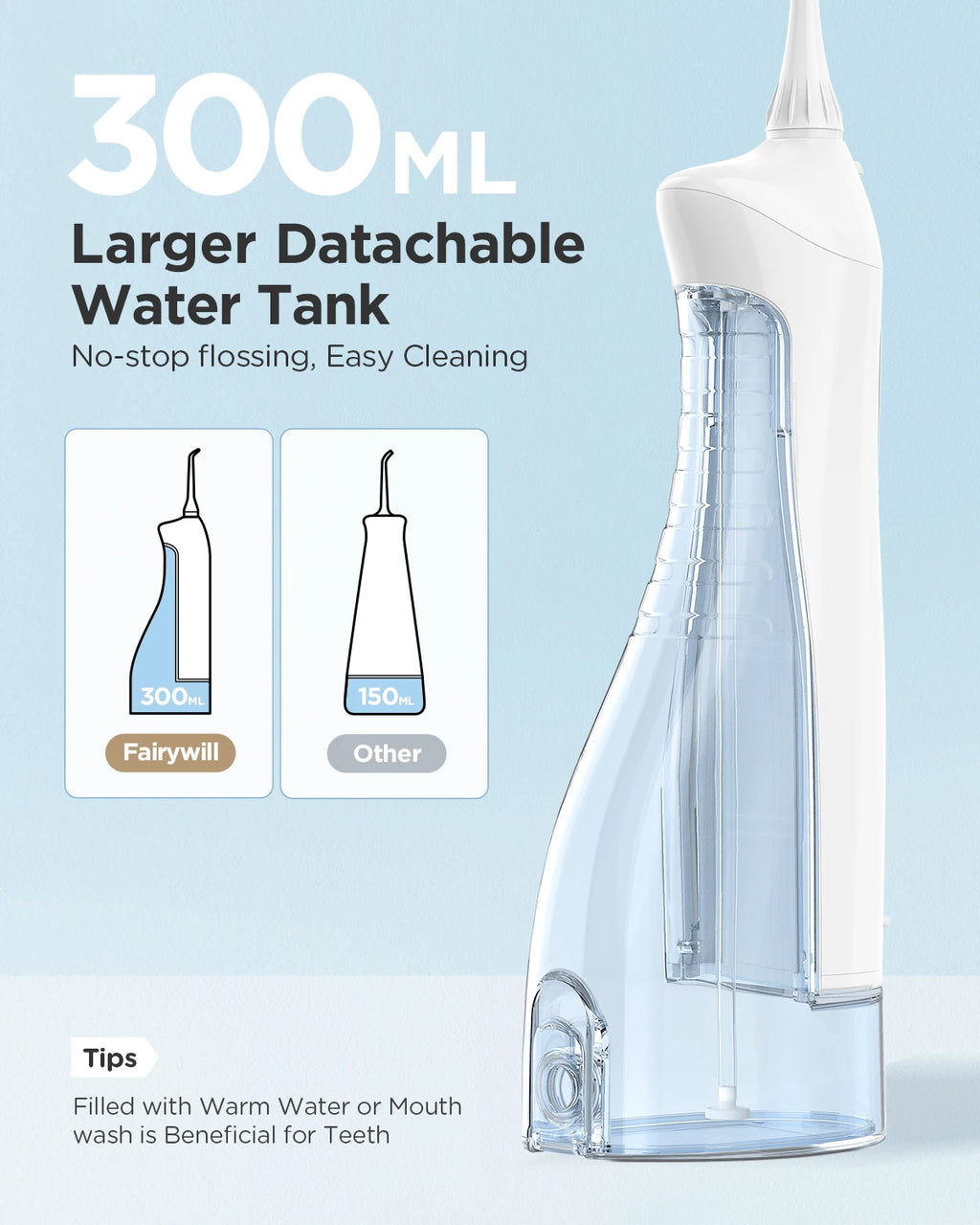 Fairywill Water Flossers Oral Irrigator & Electric Toothbrush Rechargeable Portable for Teeth Waterproof Teeth Cleaner