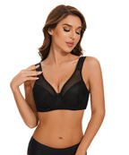Sheroine Plus Size Women's Lace Floral Minimizer Bra, Underwire Full Coverage Unpadded Bras for Women Lifting Support Comfort
