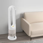 Year-Round Dual Mode Cooling Heating Tower Fan W/Remote 1200W Heater 8 Speeds 9H Timer 80° Oscillation Safe Bladeless