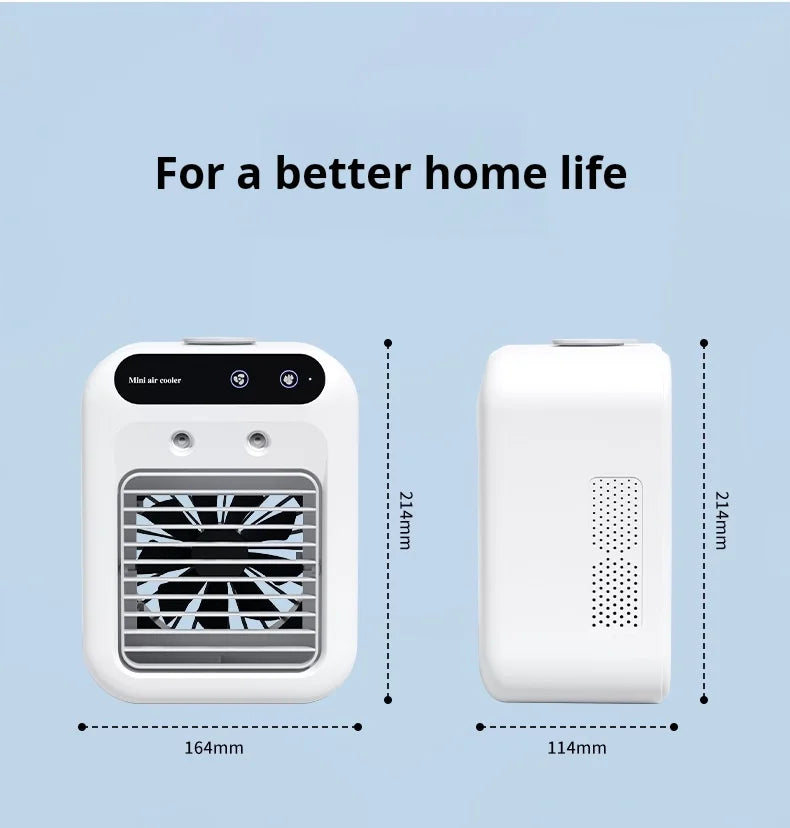 Mini USB Desk Fan Portable Quiet Cool Air Conditioner for Bedroom Home Use with Humidifying Spray Function Tabletop Fan