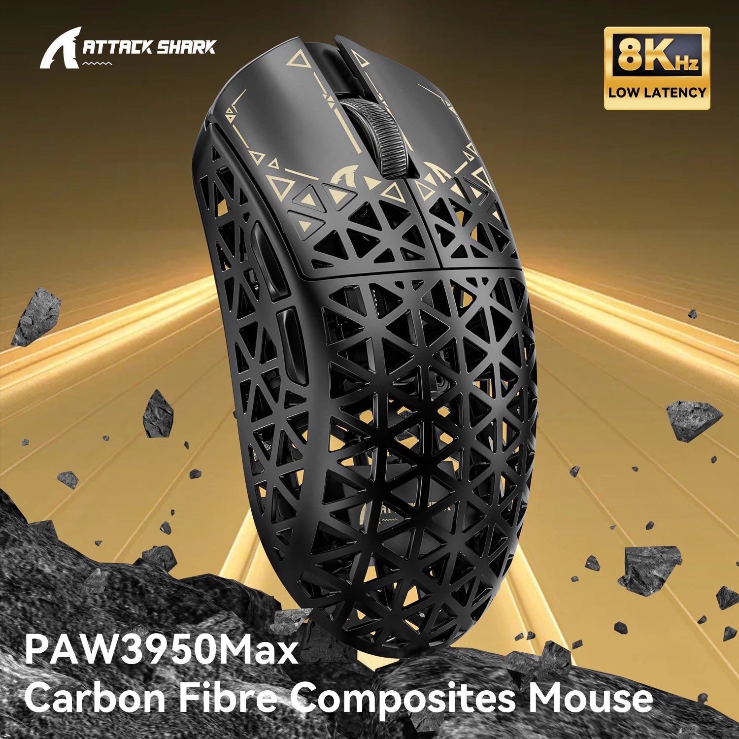 ATTACK SHARK R5 Ultra Carbon Fiber Wireless 8K Gaming Mouse 39g SUPERLIGHT, PixArt PAW3950MAX Gaming Sensor, 8000Hz Wireless Pol Main image