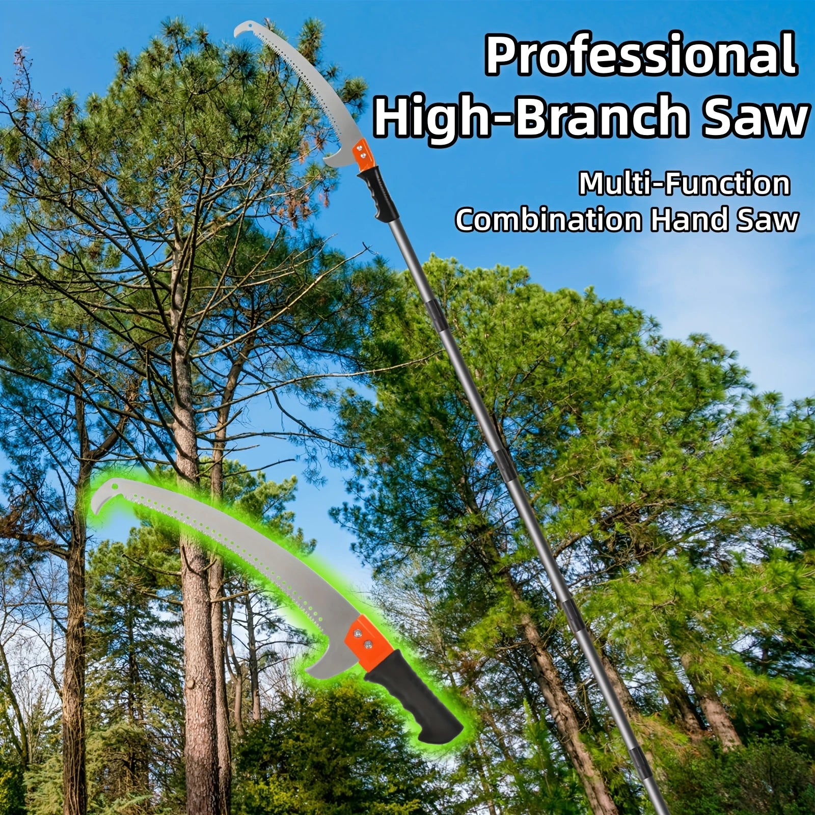Extended double-hook aerial saw, multi-functional garden pruning saw, telescopic fruit tree pruning saw, garden pruning tool Main image