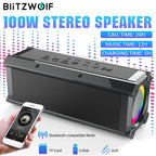 BlitzWolf BW-WA3 100W TWS bluetooth Speaker Quad Drivers Dual Diaphragm Deep Bass RGB Light IPX5 Waterproof 5000mAh Speakers