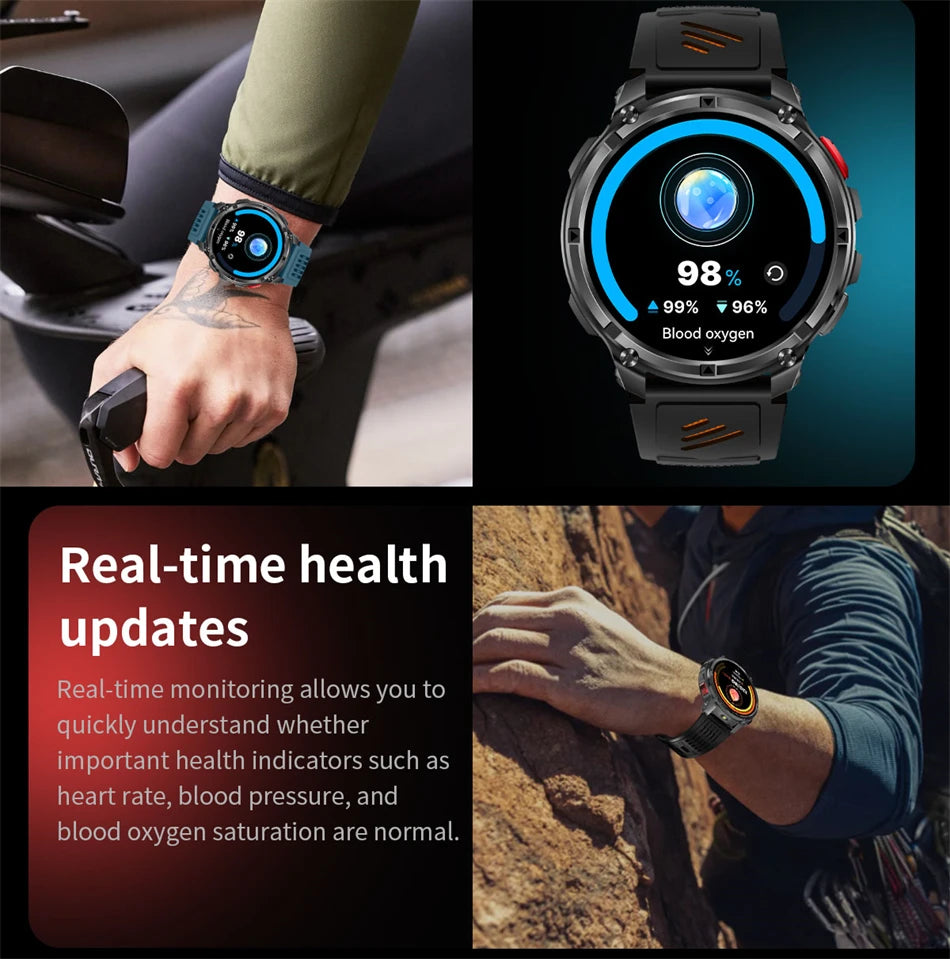 2026 New T-Rex 3 Ultra 1100mAh Smart Watch 5ATM Waterproof Outdoor Sports GPS Track Heart Rate Compass Bluetooth Call Smartwatch