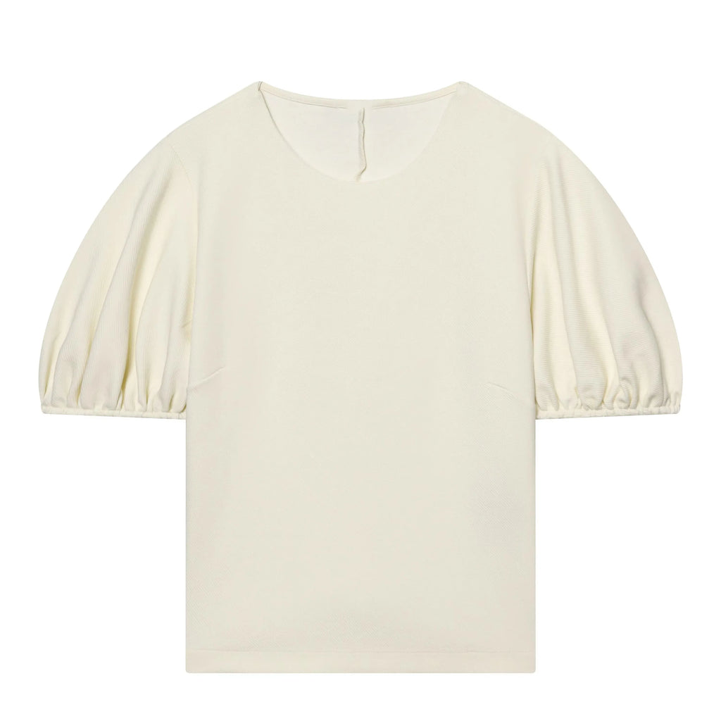 HH Women Elegant Beige Matching Set O Neck T-Shirt Solid Puff Sleeve Top Casual Lady Wide Leg Trousers High Street Chic Outfit