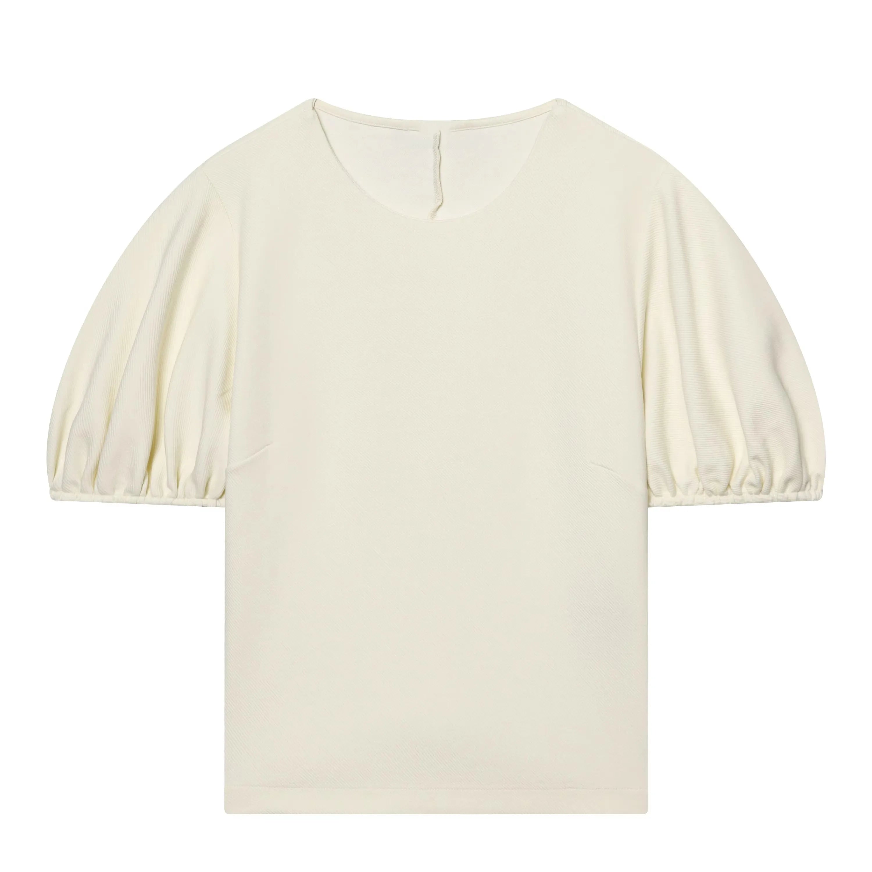 HH Women Elegant Beige Matching Set O Neck T-Shirt Solid Puff Sleeve Top Casual Lady Wide Leg Trousers High Street Chic Outfit