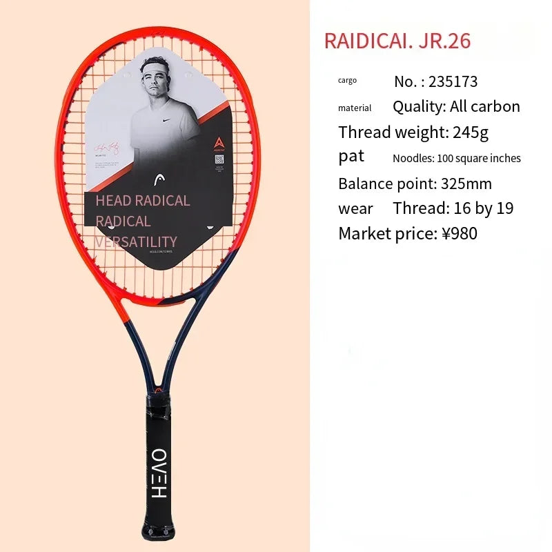 HEAD 2026 New Carbon Tennis Racket for Men Women Tenis Raquete Blue