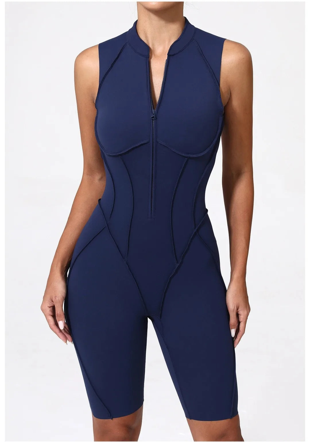 Women's Yoga Jumpsuit Hip Lift Sports Fitness Removable Padding Backless Zipper Leggings One-Piece Running Workout Gym Jumpsuit