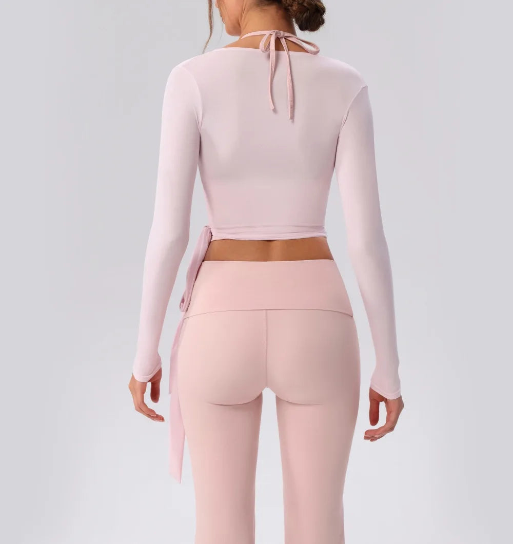 Yoga Sport Shirt Blouses Pilates Crop Top Fitness Women's Long Sleeve T-shirt Tees Sweatshirt Sportswear Woman Gym Yoga Clothes