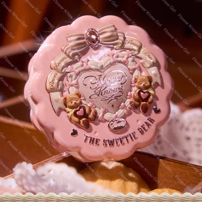 Flower Knows The Sweetie Bear Collection Satin embossed blush Lasting Matte Puffing Natural Brightening Facial Cosmetics 5g