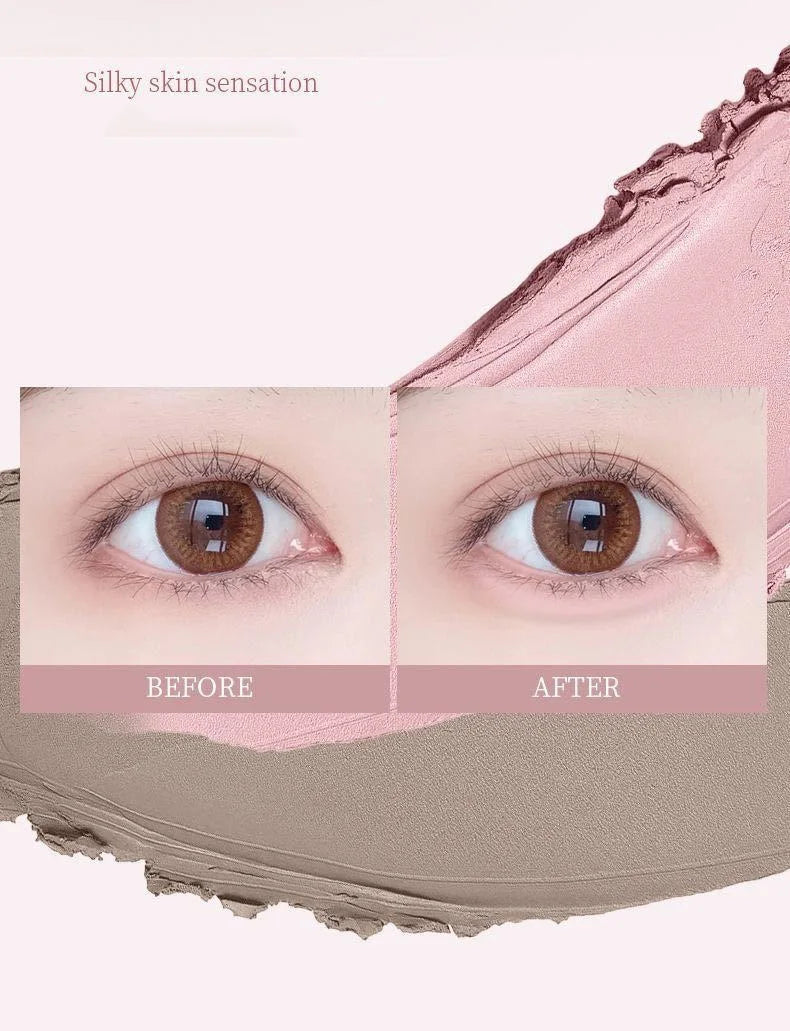 Double Ended Lying Silkworm Pencil 2 in1 Highlighter Nude Lower Eyelid Contour Aegyo-sal Eyeliner Makeup Stick with Detail Brush