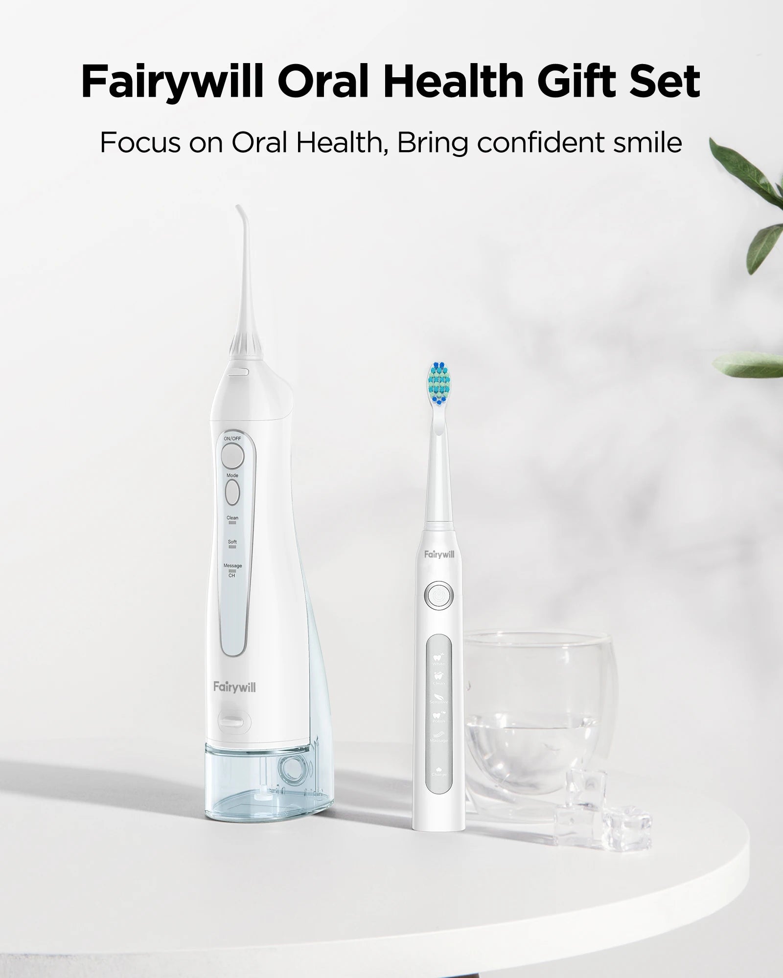 Fairywill Water Flossers Oral Irrigator & Electric Toothbrush Rechargeable Portable for Teeth Waterproof Teeth Cleaner