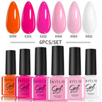 LILYCUTE Nail Gel Polish Set Pink Green Spring DIY Nail Art Design Long Lasting Soak Off UV Gel Manicure Painting Gel Vernis Kit
