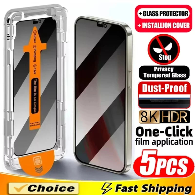 Privacy Screen Protector For iPhone 17 Pro Max 16E Air 16 11 14 13 12 Mini 15 X XR XS Dust Free Installation Anti-spy Glass Film Main image
