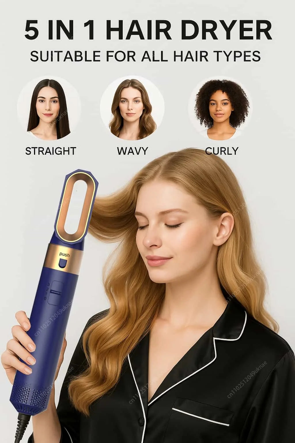 5 In 1 Hair Dryer And Hot Air Comb Brush With Curling Iron Hair Straightener For Fast Drying Curling Straightening And Styling