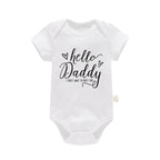 Pregnancy Reveals Hello Daddy I Can't Wait to Meet You Newborn Baby Girl Short Sleeves Jumpsuit Soft Cotton Bodysuit Romper