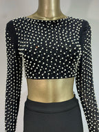 Sexy O Neck Long Sleeve Mesh Pearl Beige Black Celebrity Midi Women Bandage Set 2024 Designer Evening Party Women's Set
