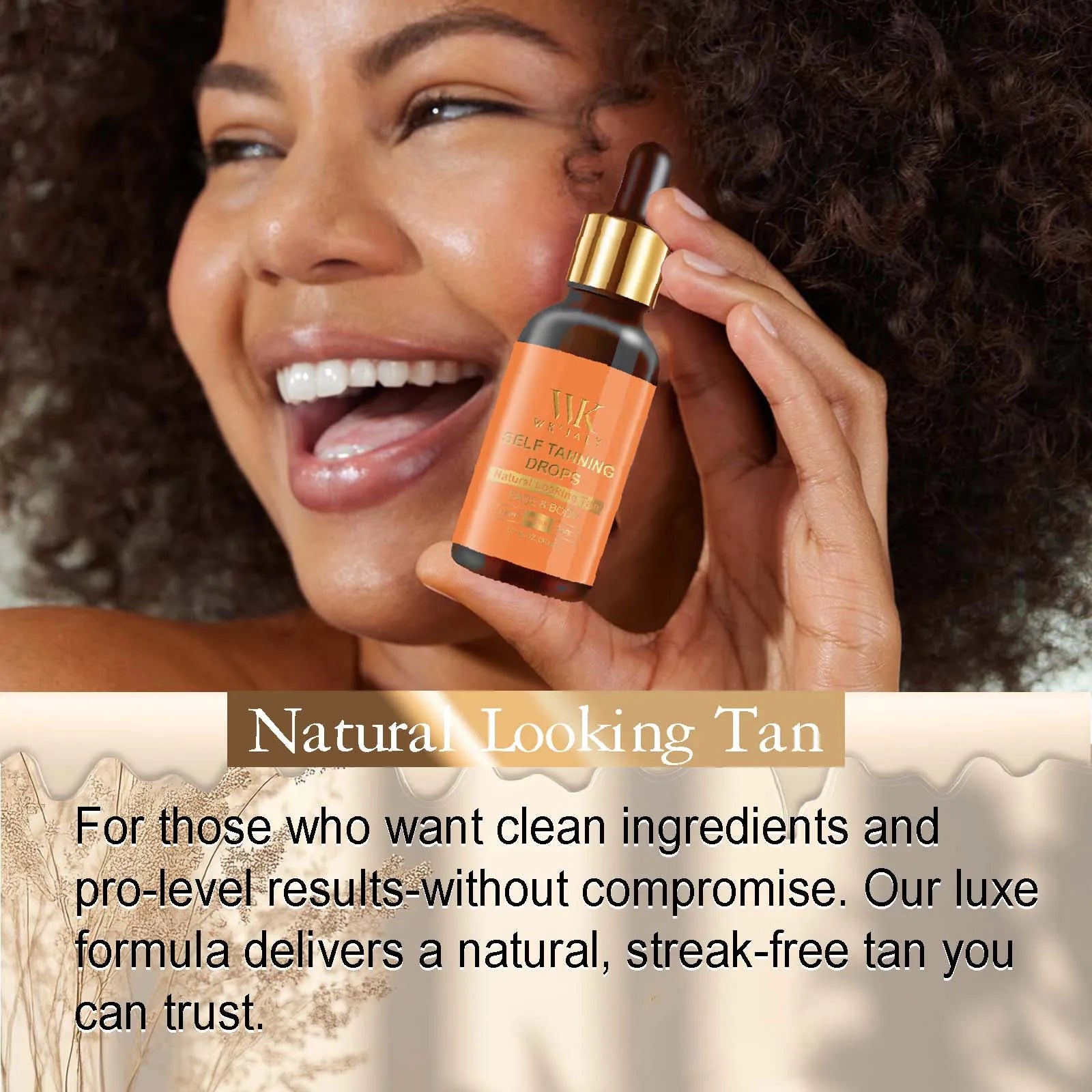 WK JALY Medium Self Tan Drops, Natural Glow Sun Bronzing Drops, Sunless Tanning for Face, Body, Add to Skin Care for Custom Tan Secondary image