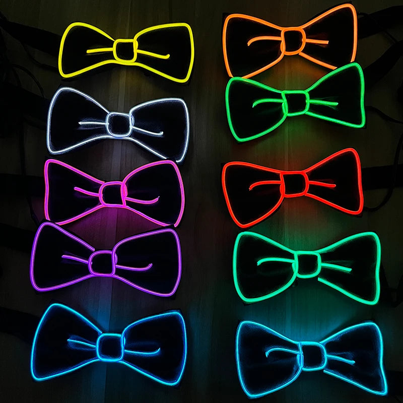 LED Glowing Bow Ties for Men Light Up Ties Personalized Night Club Concert Masquerade Accessory for Carnival Decor