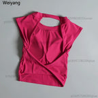 Sexy Backless Sports Vest Women Fixed Chest Pad Tight Quick-Drying Slim Fit Yoga Top Breathable Fitness Shirt